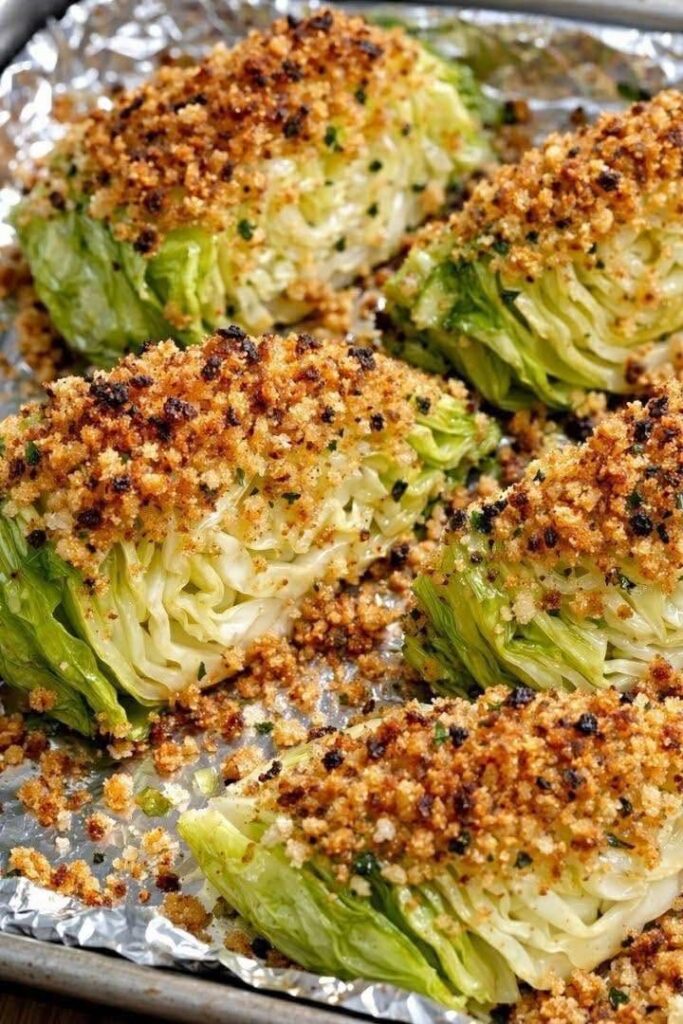 Oven Baked 4-Ingredient Crispy Breaded Cabbage Wedges