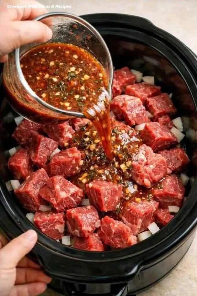 3-Ingredient Cubed Beef in a Slow Cooker