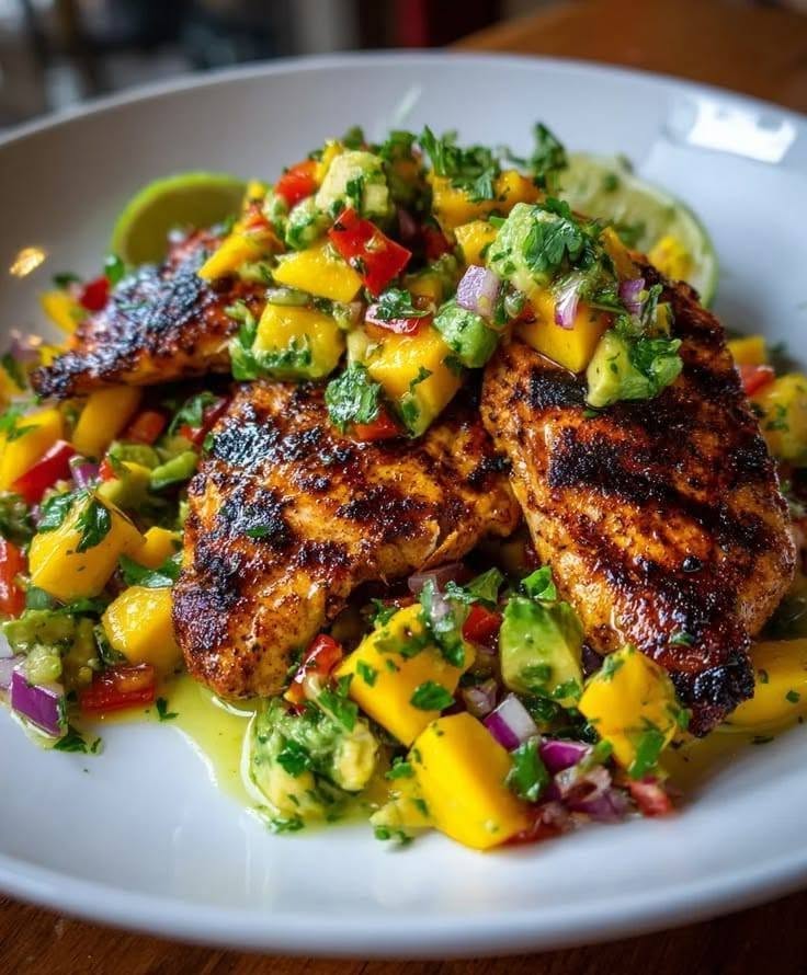 Grilled Chicken with Mango Avocado Salad
