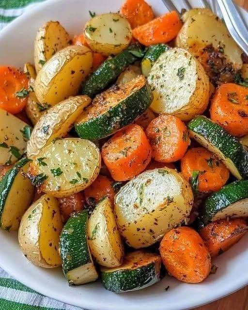 Healthy Herb Roasted Potatoes, Carrots & Zucchini