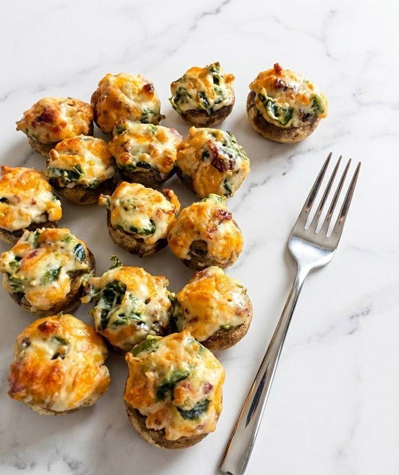 White Cheddar Stuffed Mushrooms (High-Protein, Low-Carb & Easy Appetizer)