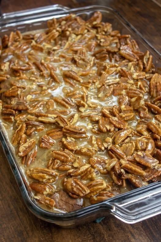 Southern Gooey Caramel Pecan Brownie Bake