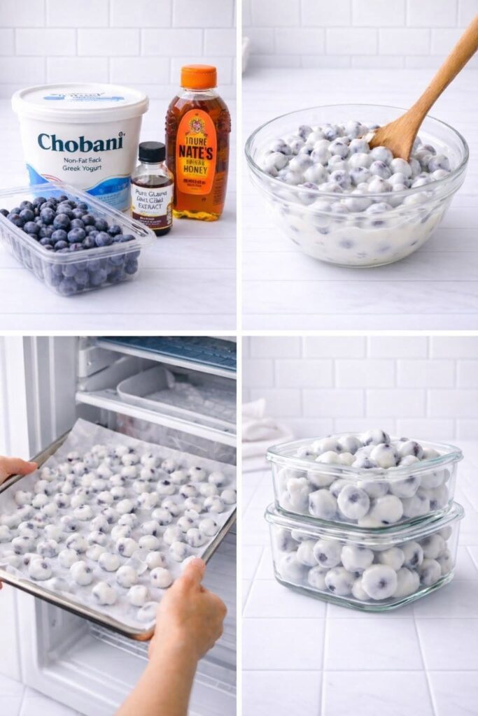 Frozen Honey Vanilla Yogurt Blueberries