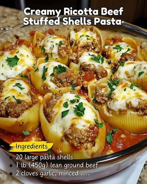 Creamy Ricotta Beef Stuffed Shells Pasta