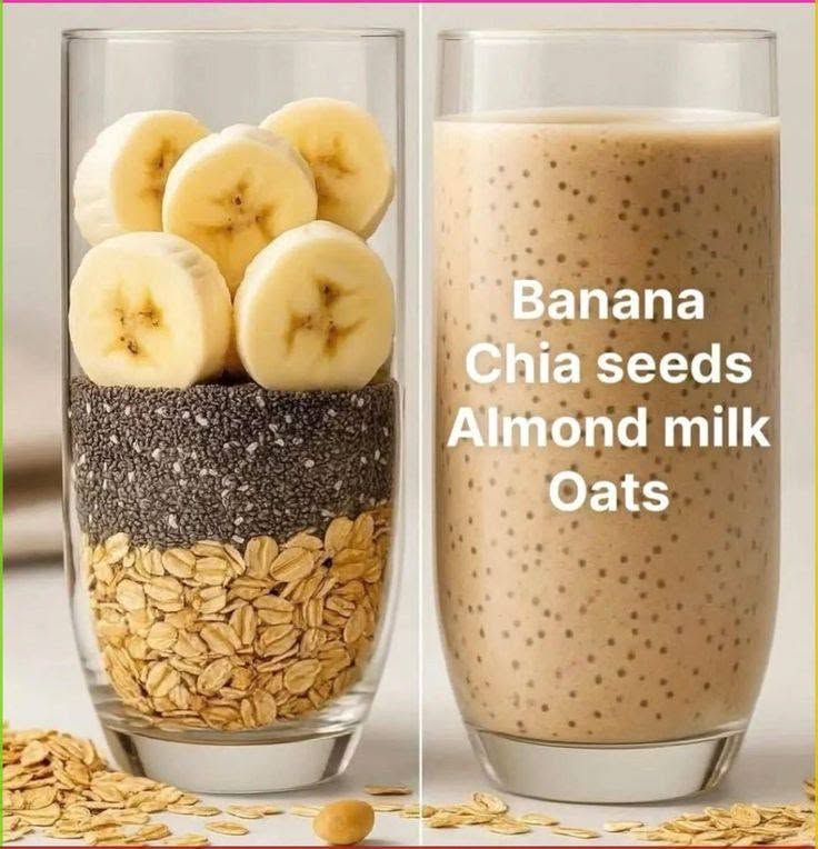High Protein Banana Chia Seeds Almond Milk Oats