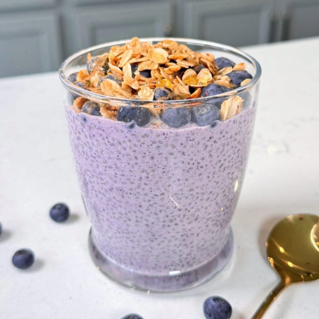 50g Protein Blueberry Chia Pudding (2-Minute High-Protein)