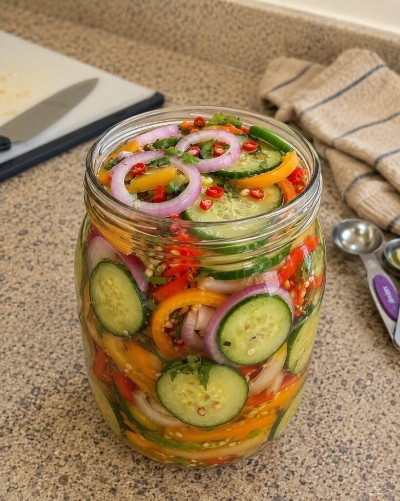 Anti-Inflammatory Pickled Cucumber Onion & Bell Pepper Salad 🥒✨