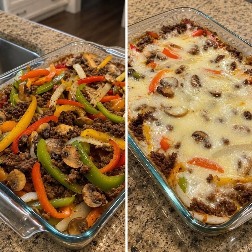 36g Protein Philly Cheesesteak Casserole
