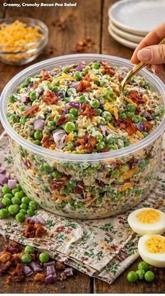Creamy Crunchy Bacon Pea Salad (Easy High-Protein Side Dish)