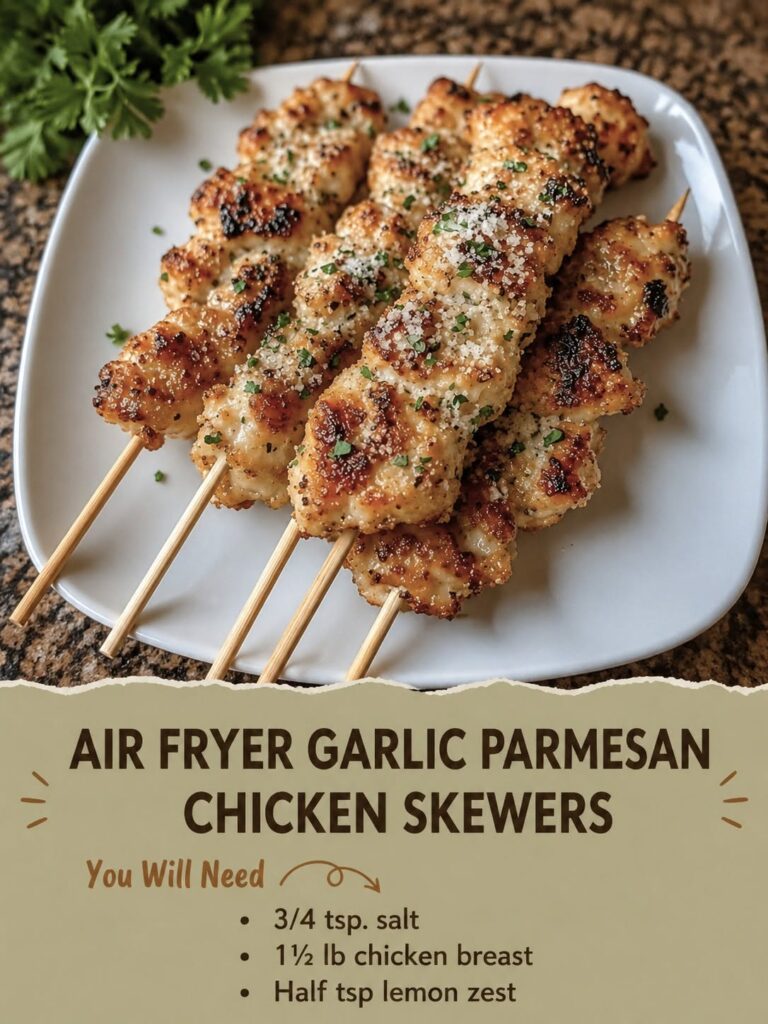 Air Fryer Garlic Parmesan Chicken Skewers
