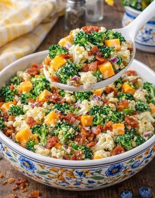 Loaded Broccoli Cauliflower Salad