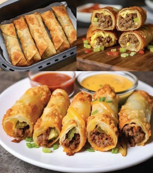 Air Fryer Cheeseburger Egg Rolls