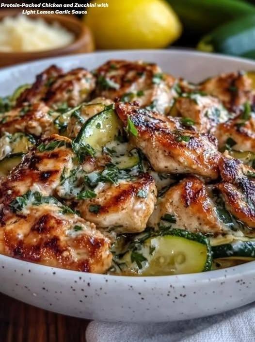 Healthy Chicken & Zucchini with Lemon Garlic Sauce
