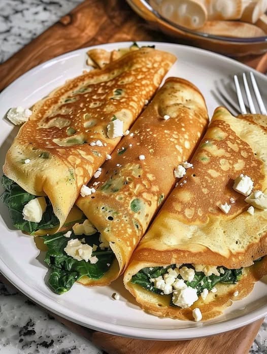 Spinach and Feta-Filled Crepes