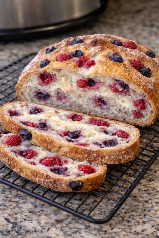 Homemade High-Protein Blueberry Raspberry Cream Cheese Loaf