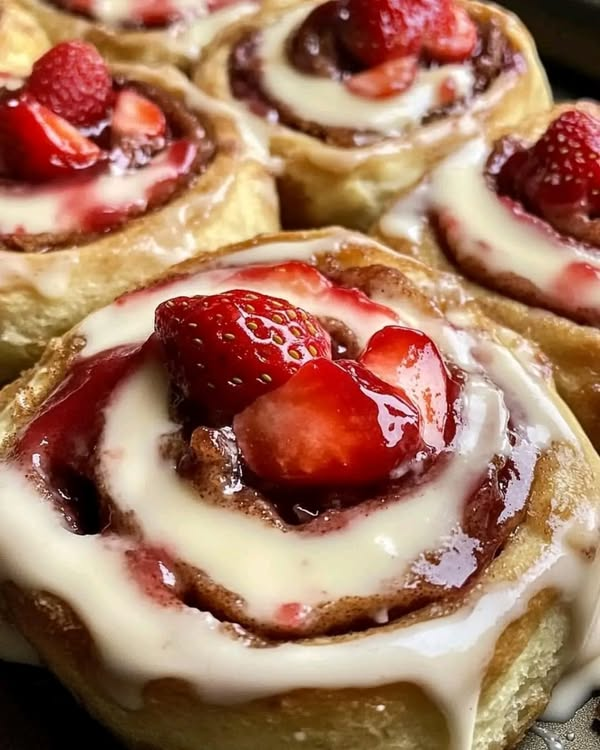 Strawberry Cheesecake Cinnamon Rolls