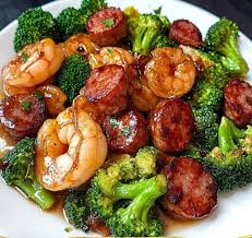 Honey Garlic Shrimp, Sausage & Broccoli