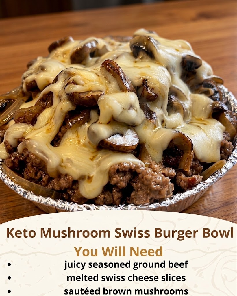 Low-Carb Mushroom Swiss Burger Bowl