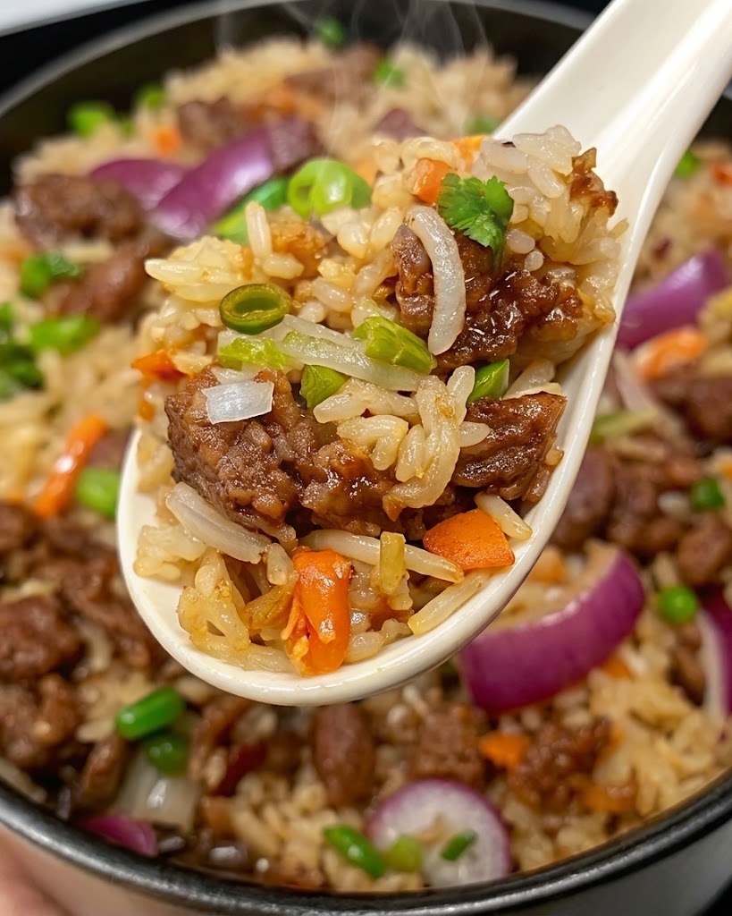 Onion Beef Fried Rice