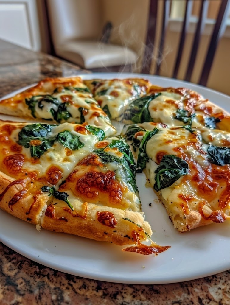 Vegan Garlic & Spinach Pizza on Cottage Cheese Crust