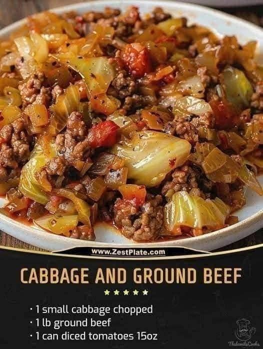 Ground Beef and Chopped Cabbage