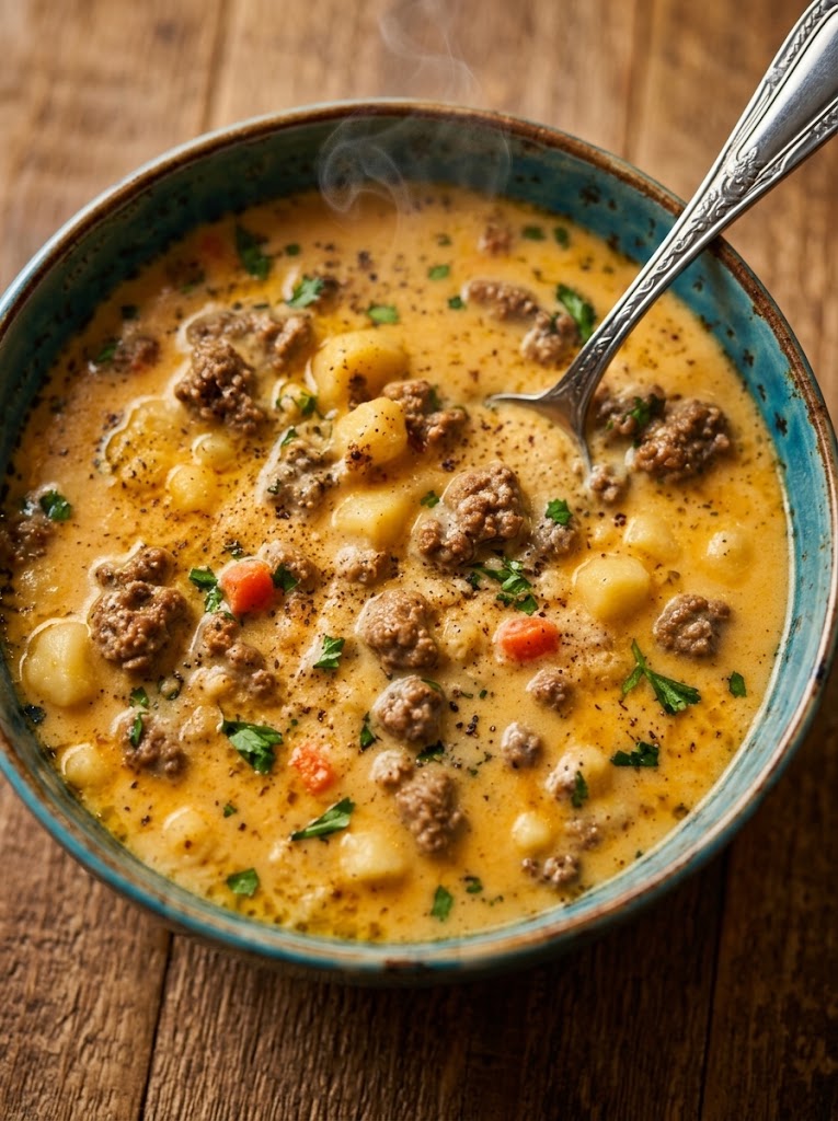 Cauliflower & Hamburger Soup