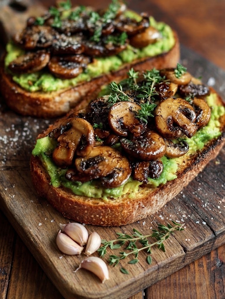 Avocado Garlicky Mushroom Toast 🍄🥑🍞