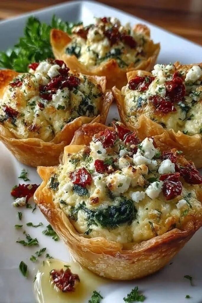 Spinach, Feta & Sun-Dried Tomato Phyllo Cups