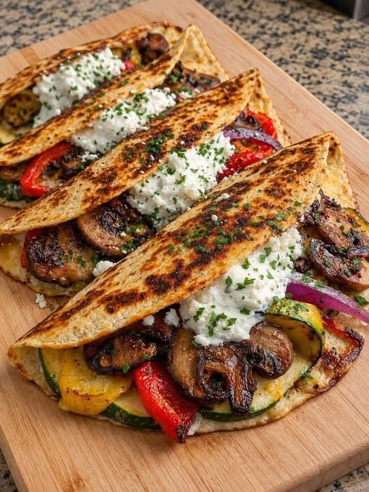 Grilled Mediterranean Veggie Quesadillas