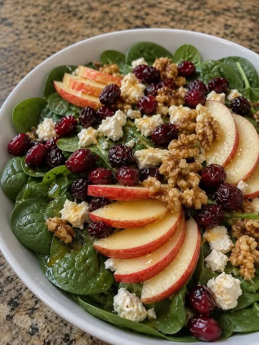 Apple Walnut Cranberry Salad with Maple Dressing