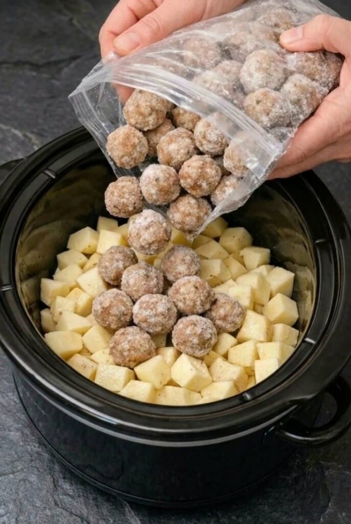 Slow Cooker Meatball and Potato Stew