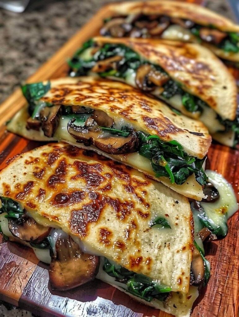 Vegan Spinach Mushroom Quesadillas