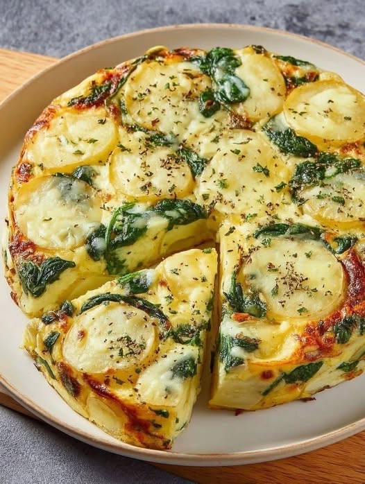 Vegan Cheesy Potato & Spinach Quiche (No Crust)