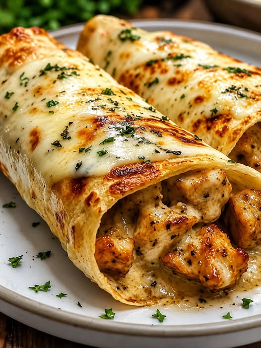 Cheesy Garlic Chicken Wraps