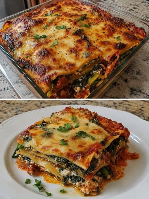 Vegan Cheesy Spinach Zucchini Lasagna