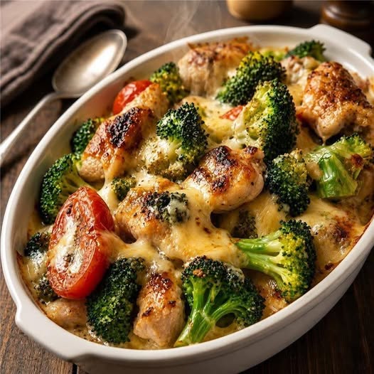 Creamy Chicken & Broccoli Bake (High Protein, Low Carb, Diabetic-Friendly)