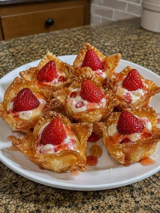 Strawberry Cheesecake Wonton Bites
