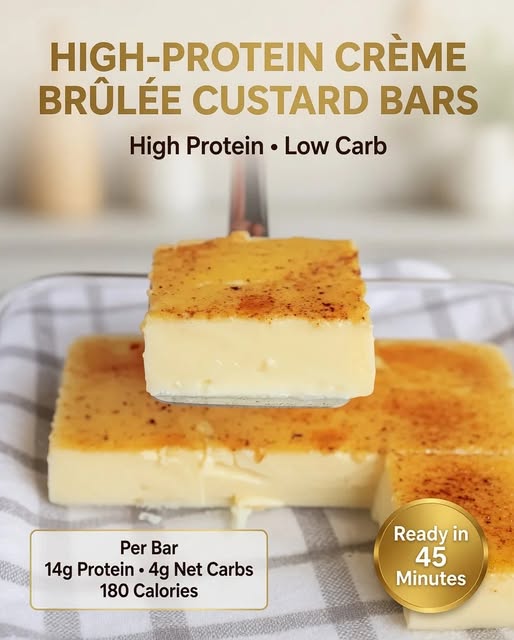 High-Protein Creme Brulee Custard Bars