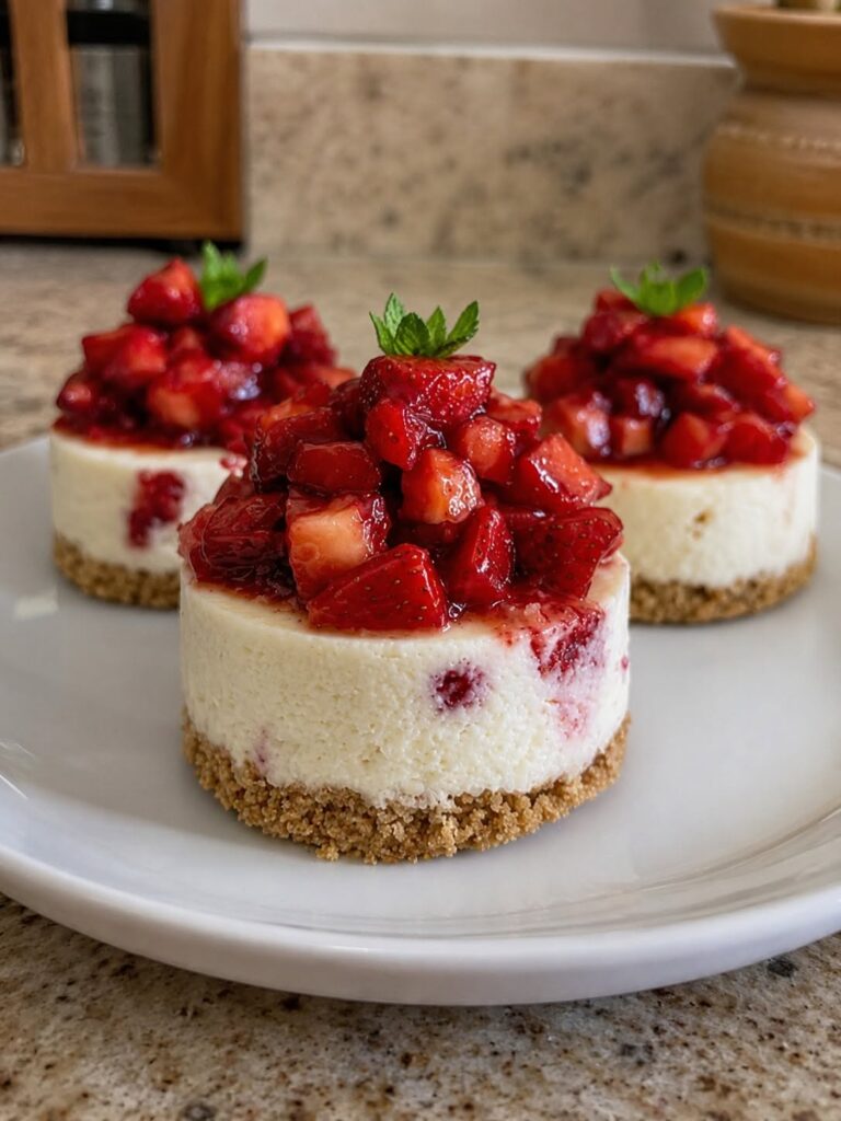 Vegan Mini Strawberry Cheesecakes