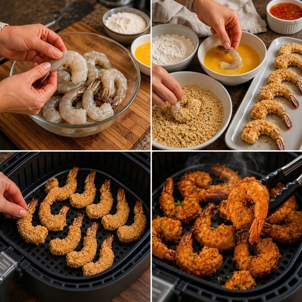 Air Fryer Crispy Breaded Shrimp.