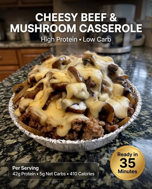 Cheesy Beef and Mushroom Casserole