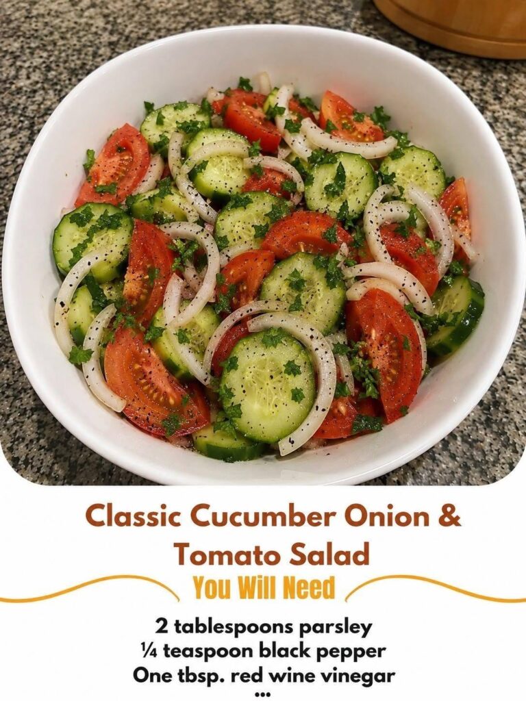 Classic Cucumber Onion & Tomato Salad