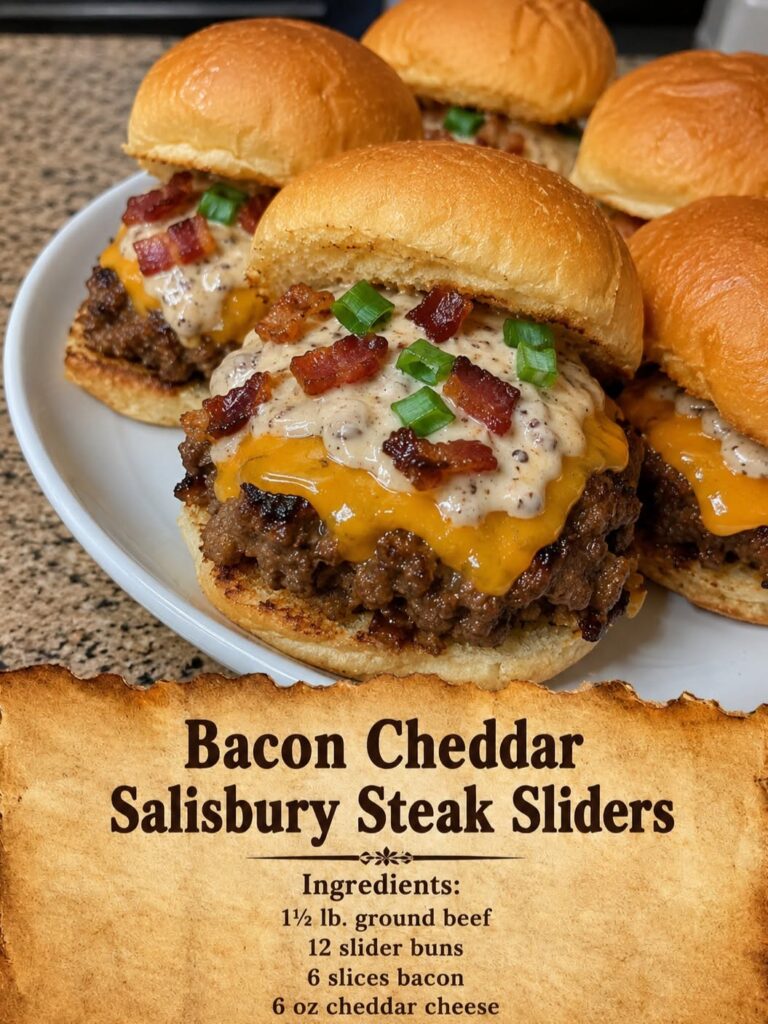 Bacon Cheddar Salisbury Steak Sliders ππ§π₯