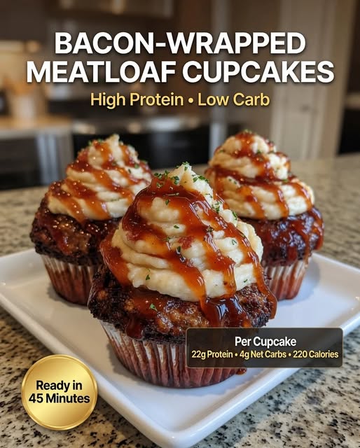 Bacon-Wrapped Meatloaf Cupcakes
