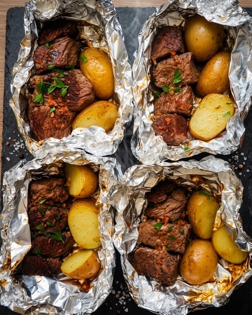 Garlic Steak & Potato Foil Packets
