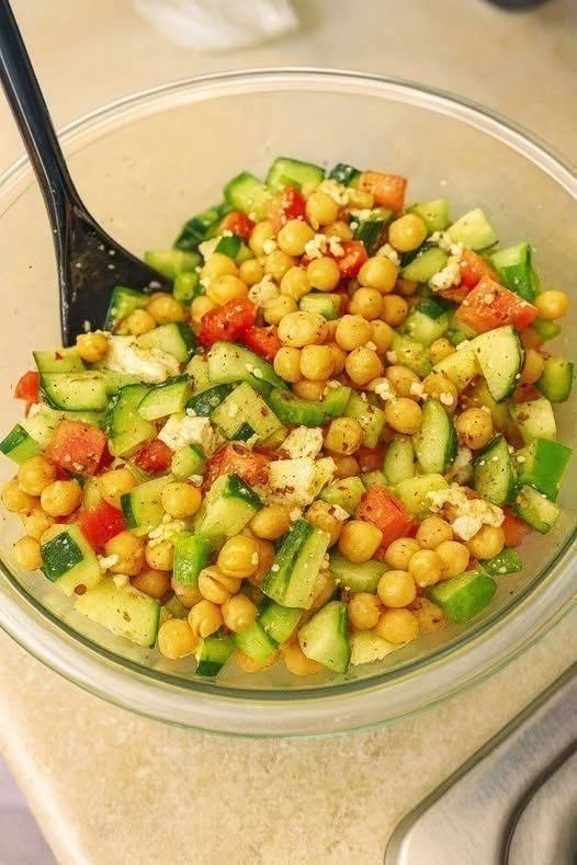 Chickpea Veggie Bowl Recipe with Feta and Lemon