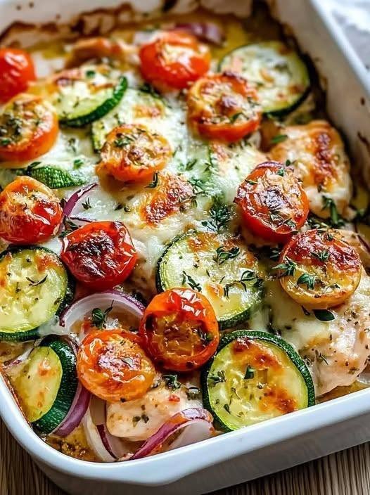 Baked Chicken Zucchini Tomato Melt