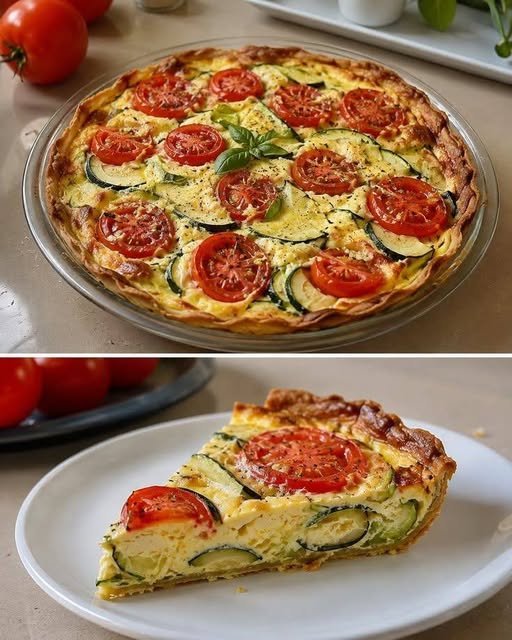 Vegan Crustless Zucchini Tomato Quiche 