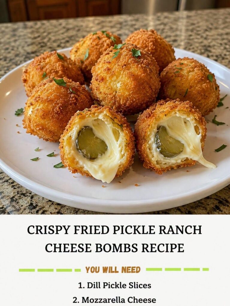 Crispy Fried Pickle Ranch Cheese Bombs