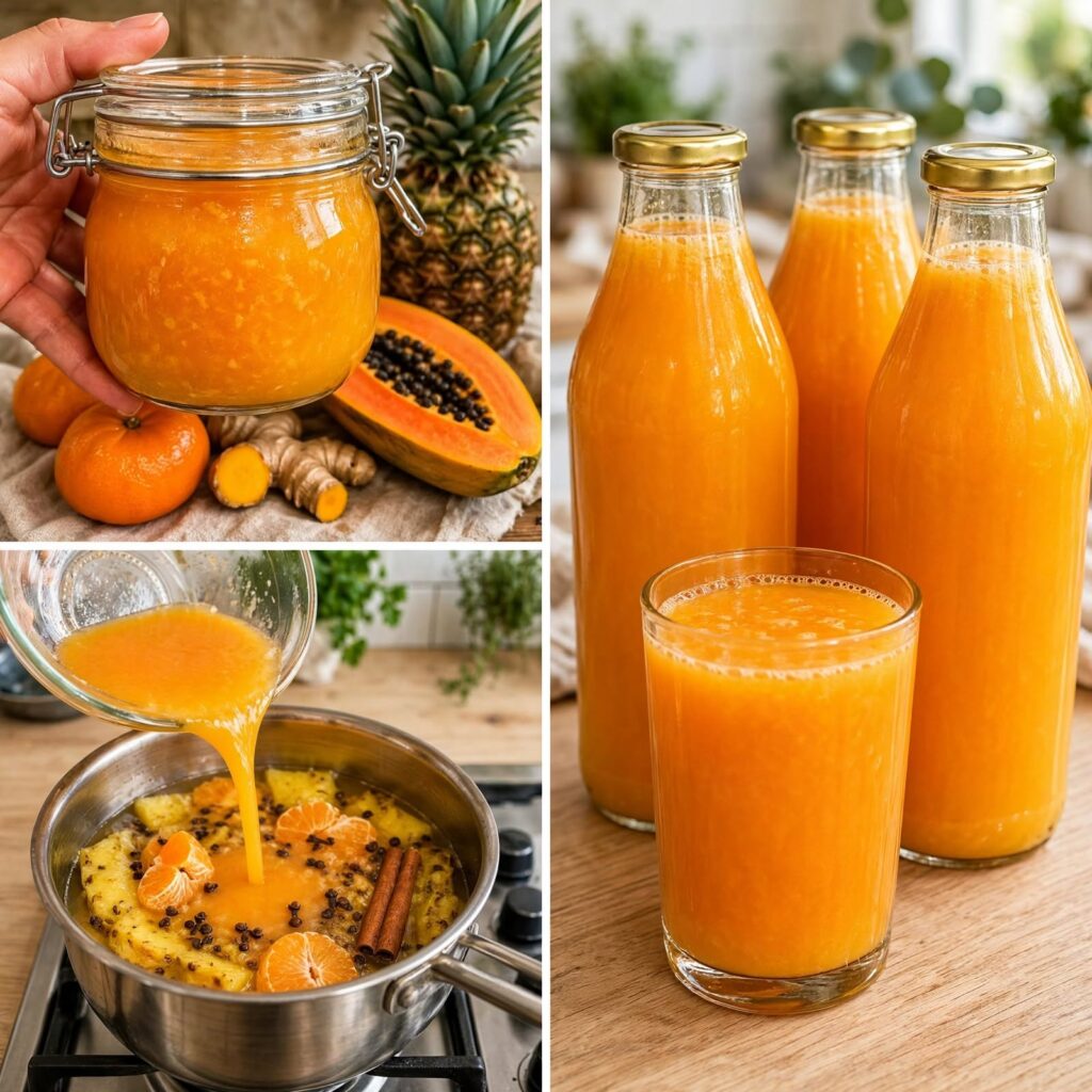 Tropical Pineapple Papaya Orange Ginger Turmeric Juice